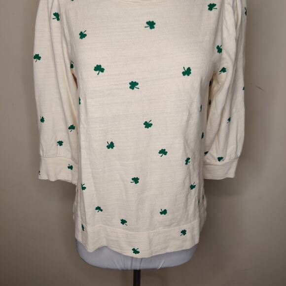 Ann Taylor LOFT Clover Leaf Top St. Patrick's Irish Cotton - Picture 3 of 9